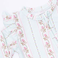 Antoinette Stripe - 2 Way Ruffle Sleeve Zipper Footie & Headband Set