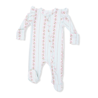 Antoinette Stripe - 2 Way Ruffle Sleeve Zipper Footie
