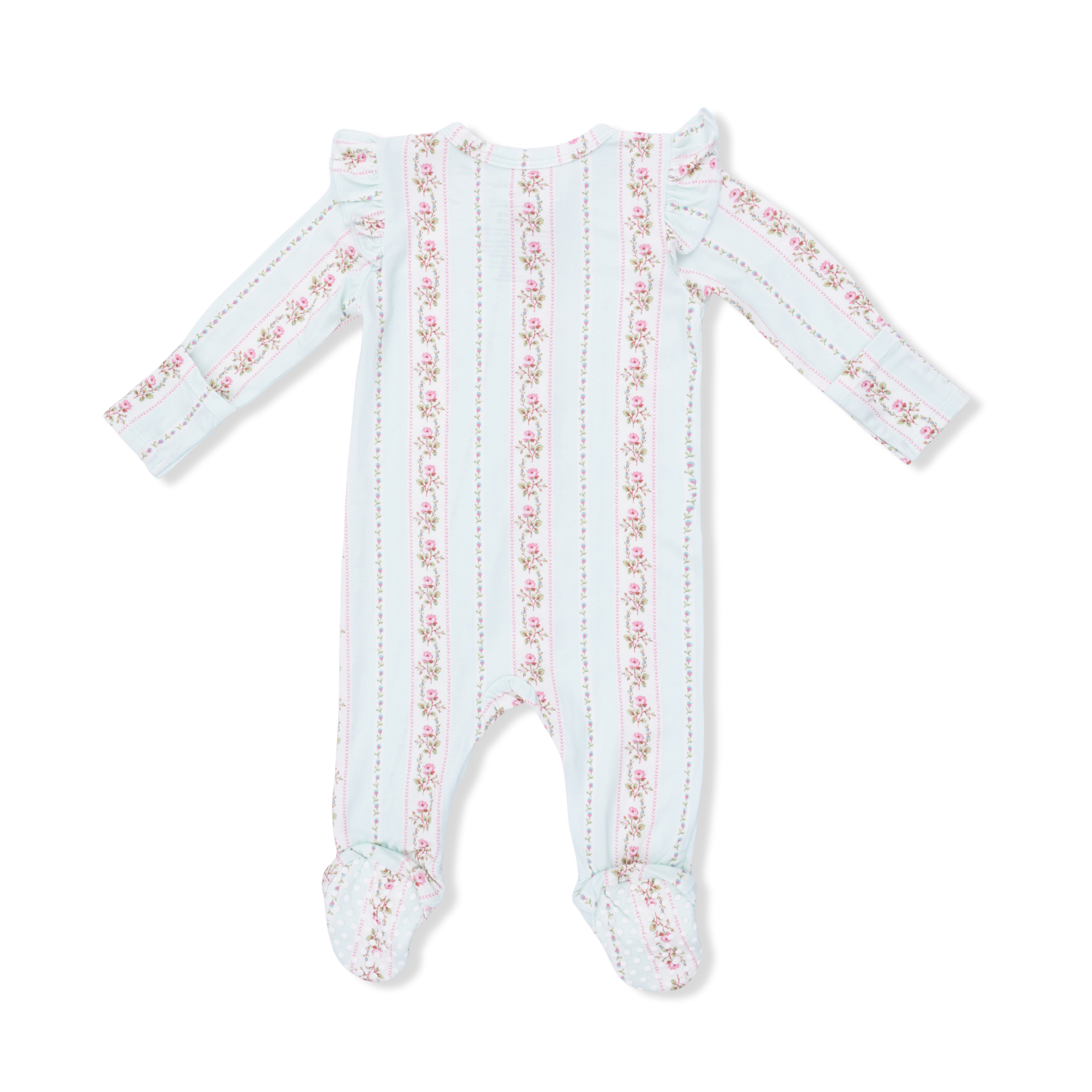Antoinette Stripe - 2 Way Ruffle Sleeve Zipper Footie & Headband Set