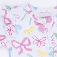 Sweet Bows - 2 Way Ruffle Sleeve Zipper Footie