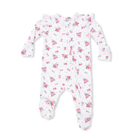 Pink Rosettes - 2 Way Ruffle Sleeve Zipper Footie