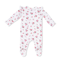 Pink Rosettes - 2 Way Ruffle Sleeve Zipper Footie