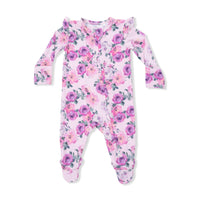 Rose Abundance - 2 Way Ruffle Sleeve Zipper Footie