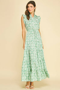 Mariah - Mint Floral Tiered Maxi Dress