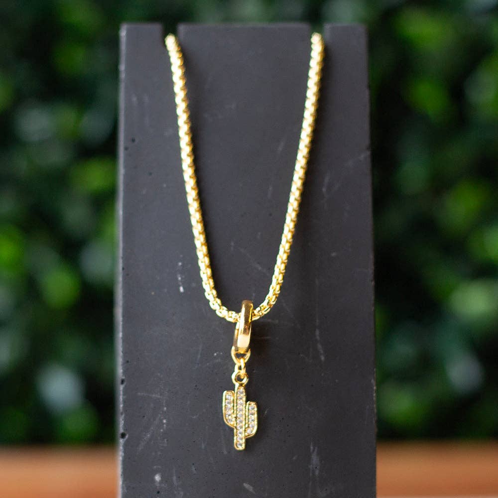 Cactus Charm, CZ, Charm Bar. Bag Charm