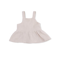 Solid Muslin French Oak - Peplum Tank with Smocked Back