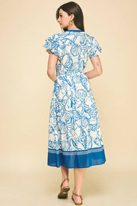 Hailey - CONTRAST SEASHELL PRINTED MIDI DRESS