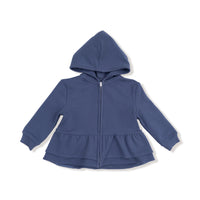 Varsity - Vintage Indigo - Zip Peplum Hoodie