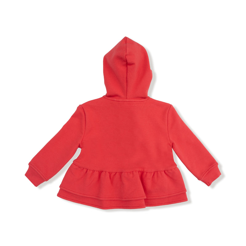 Varsity - Red - Zip Peplum Hoodie