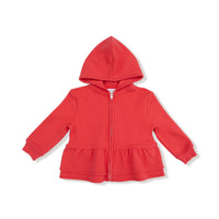 Varsity - Red - Zip Peplum Hoodie