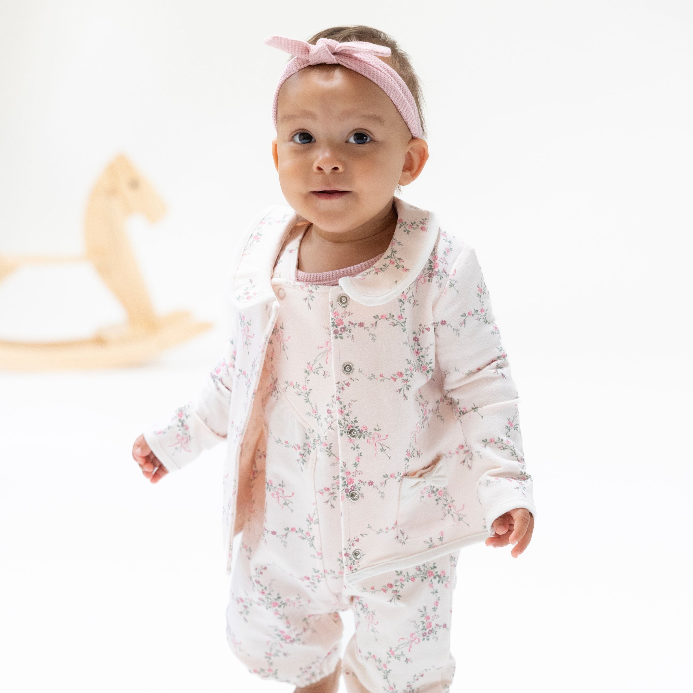 Antoinette Floral - Tweed Style Jacket with Bow Pockets