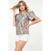 Phoebe - Ruched  Sleeve Textured Top