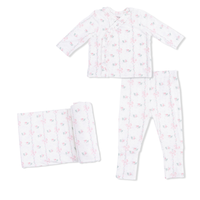 Dainty Buds and Bows - Take Me Home Set with Convertible Pant  & Swaddle Blanket Set