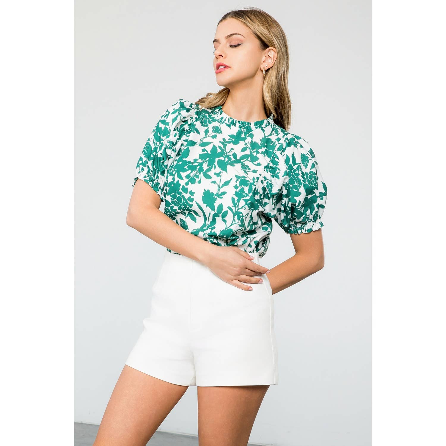 Adelle - Flower Puff Sleeve Top