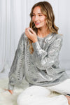 Jess - Crew Neck Cable Metallic Foil Knitted Sweater