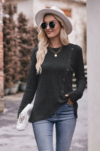 Amy Round Neck Button Fitting Pullover