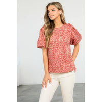 Sadie - Cheetah Print Short Puff Sleeve Top