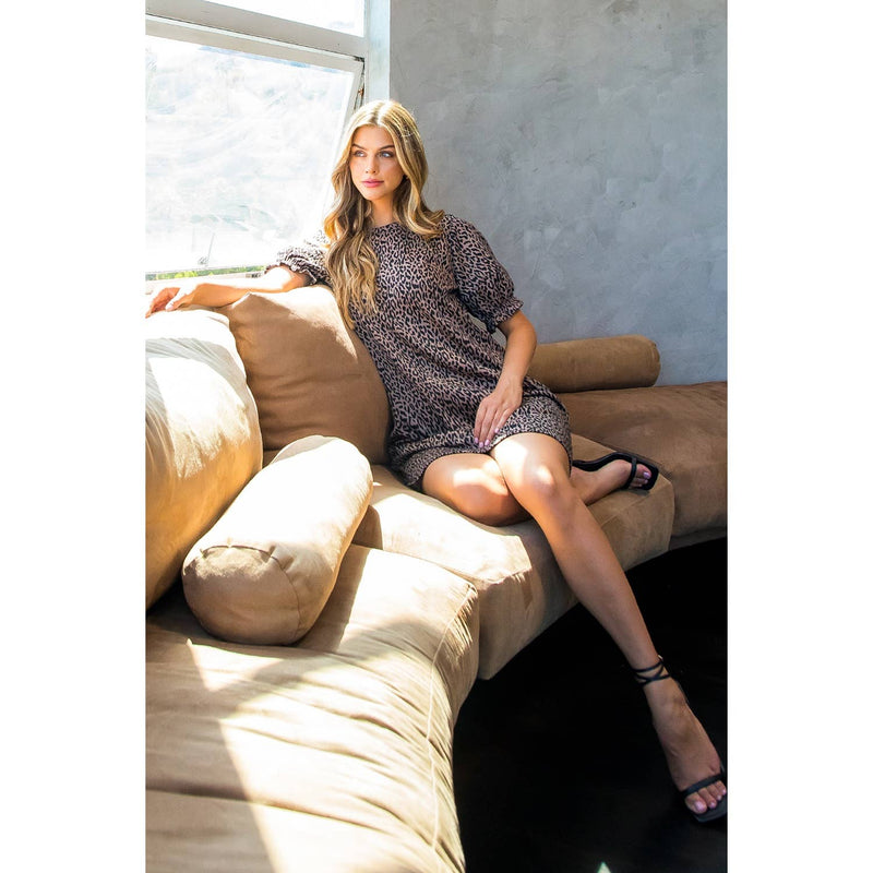 Jane-Leopard Print Knit Dress