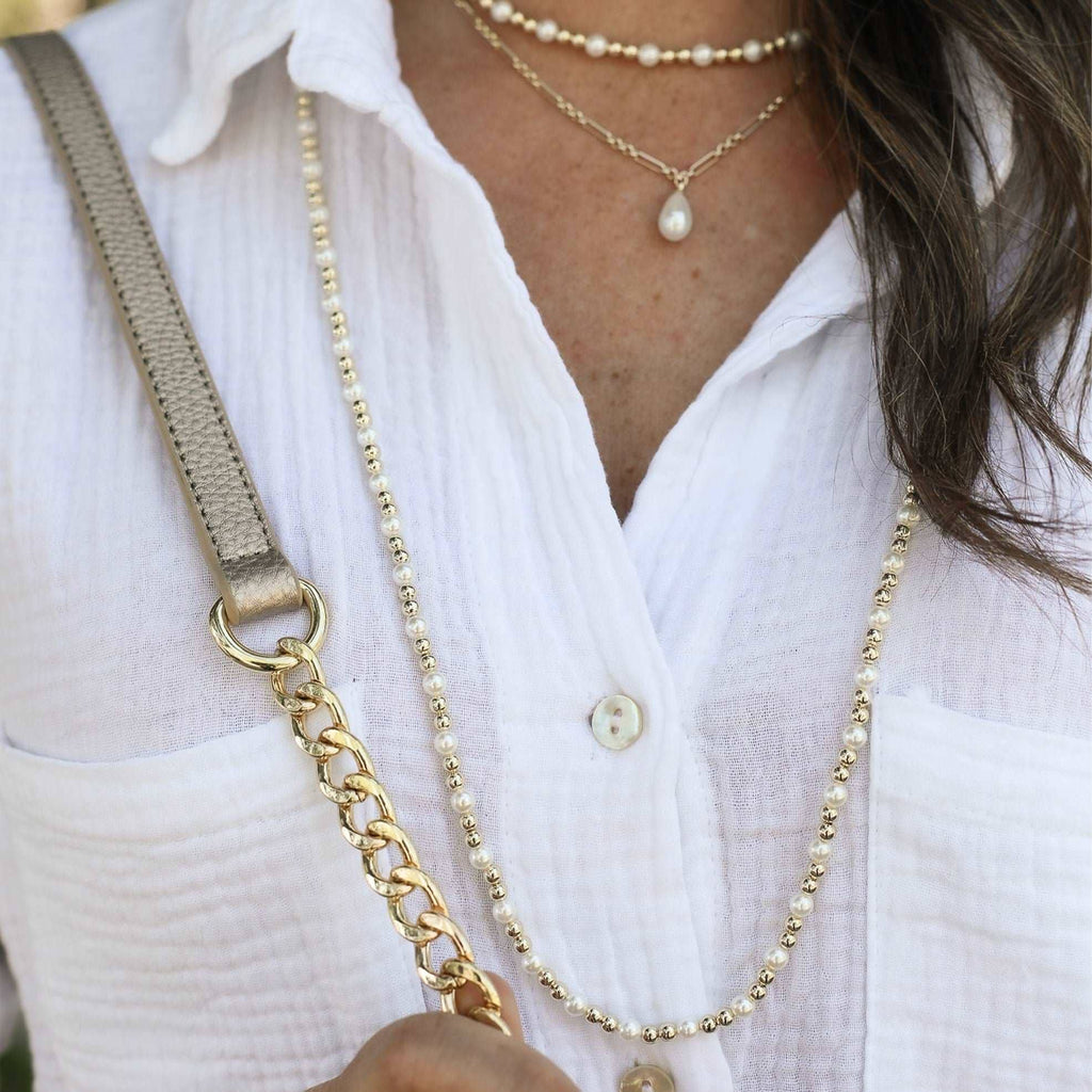 Adorned Pearl Beaded Necklace in Gold