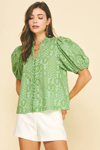 MADISON- FLORAL BUTTON DOWN BLOUSE TOP