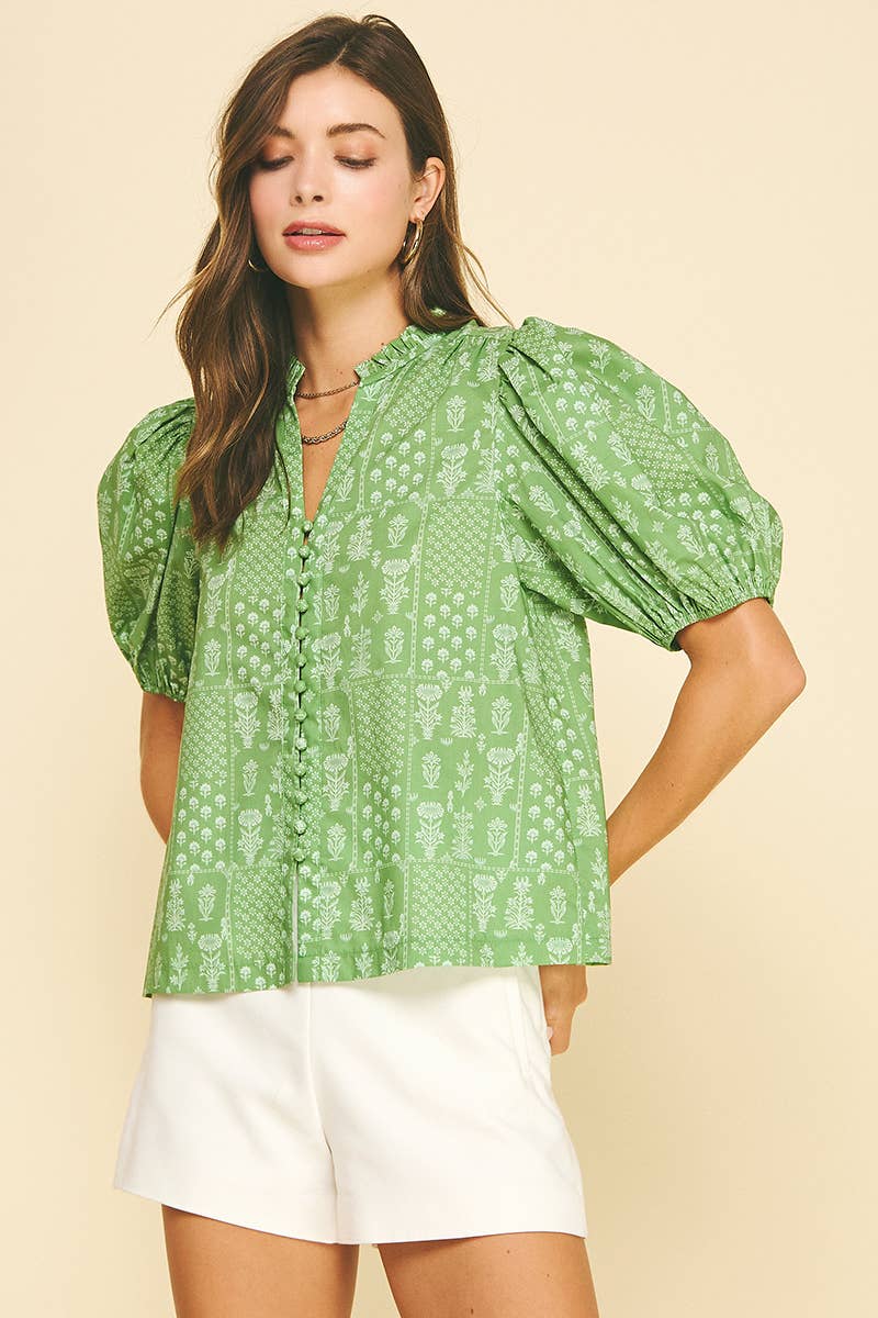 MADISON- FLORAL BUTTON DOWN BLOUSE TOP
