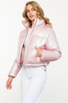 Metallic Zip Up Puffer Jacket