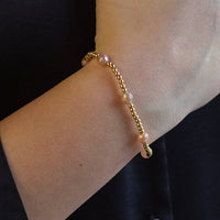 Gold Beaded Bracelets-Dot, Sunstone