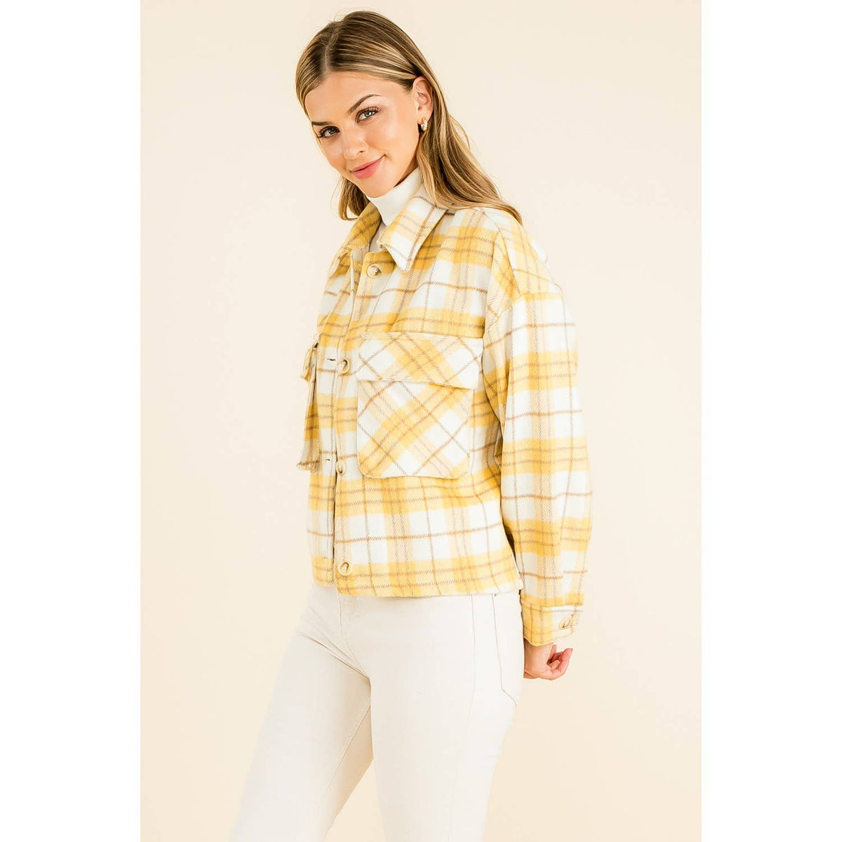 KAYLA - Plaid Button Up Jacket