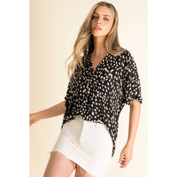 Mary - Collared Print Blouse