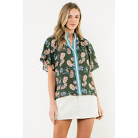 Sheila - Flower Print Short Sleeve Top