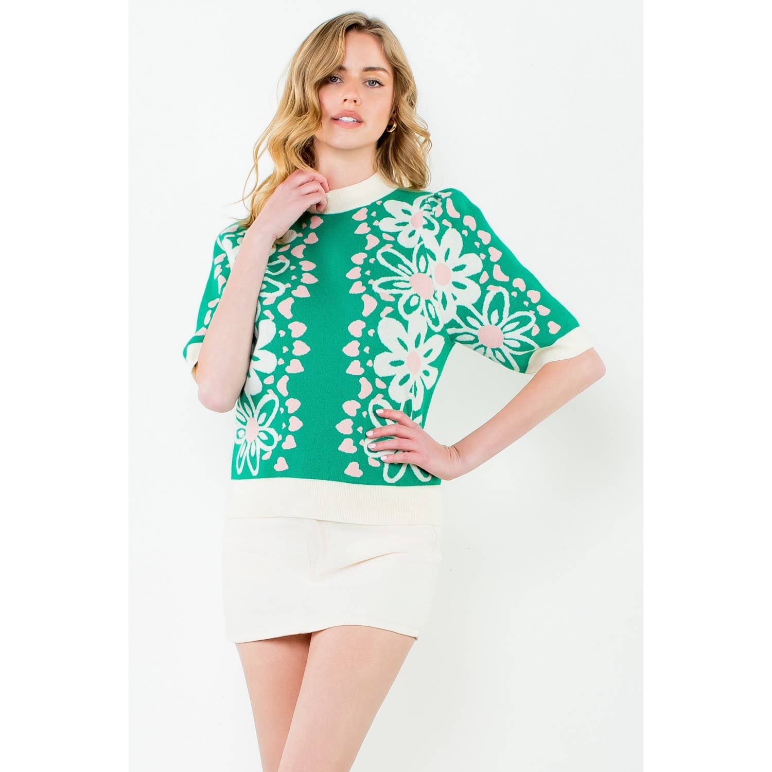 Brynn - Flower Knit Sweater Top