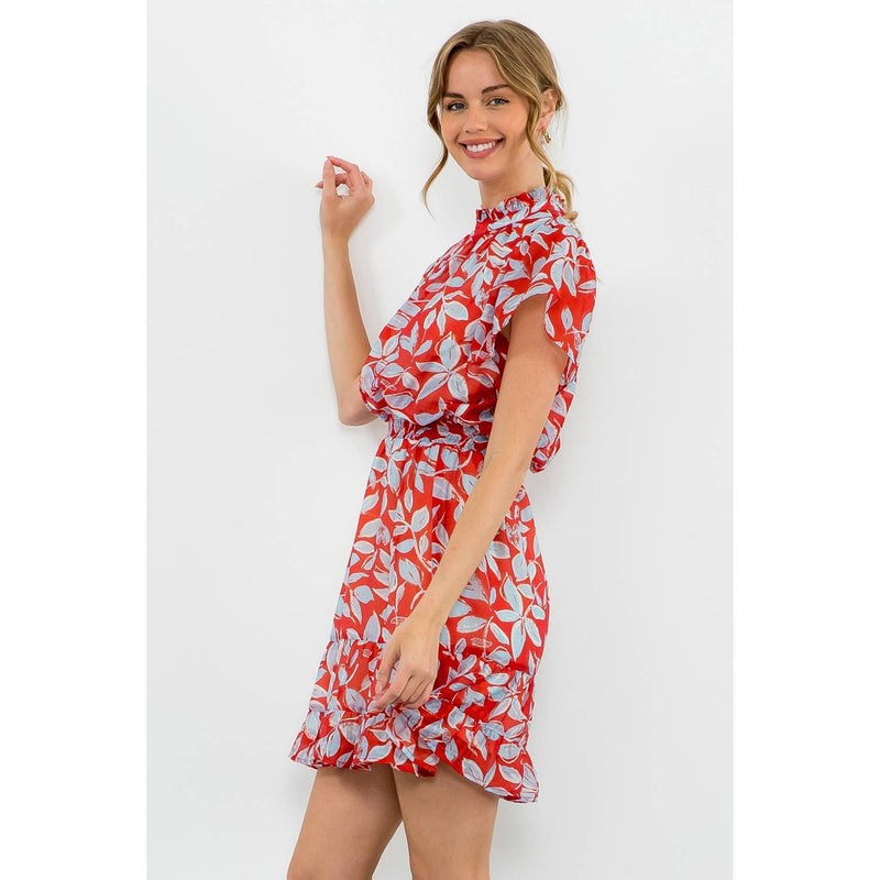 Rowena-Flutter Sleeve Print Dress