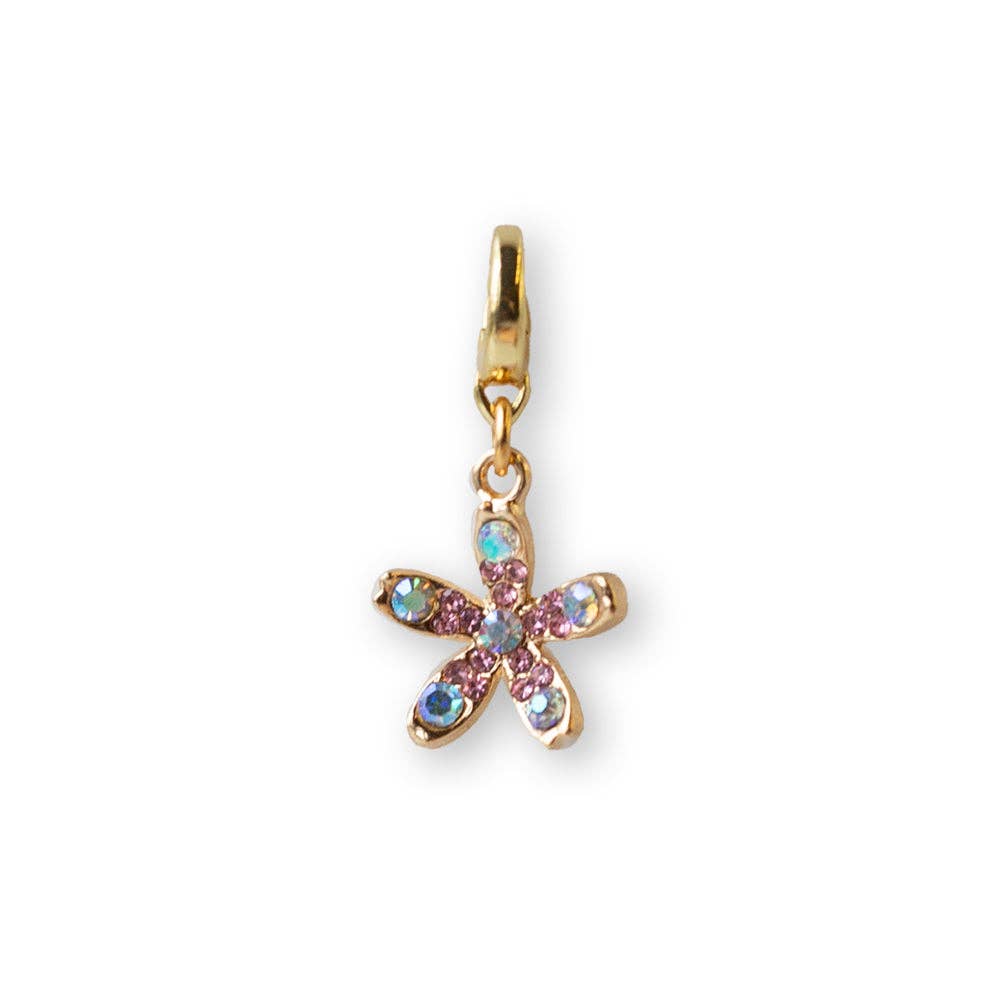 Flower Charm, CZ, Charm Bar | Charm Necklace Bag Charm
