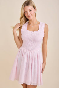 Sarah Eyelet Smocked Mini Dress – Sweet Feminine Spring Style