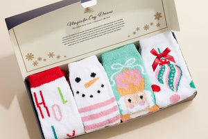 Christmas Fuzzy Socks Assorted Pack of 4