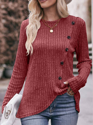 Amy Round Neck Button Fitting Pullover