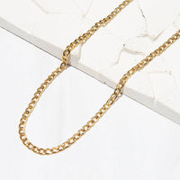 Gilded Gold Necklace-24" Curb Chain | Charm Bar Necklace