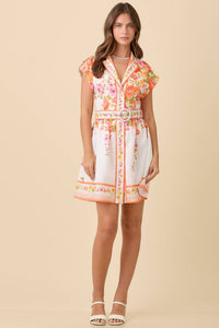 Melanie Floral Lapel Collar Button Down Summer Mini Dress