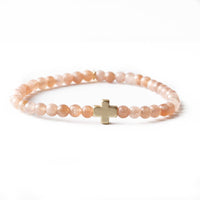 Faith Over Fear Cross Bracelet, 4mm-Sunstone | Christian