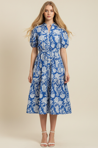 ANDREA- FLORAL PRINT TIERED MIDI DRESS
