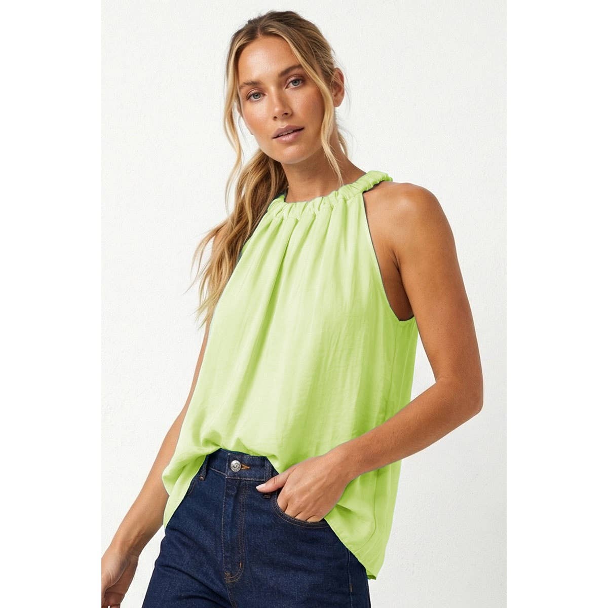 Trinity Twisted Halter Style Top With Tie Back