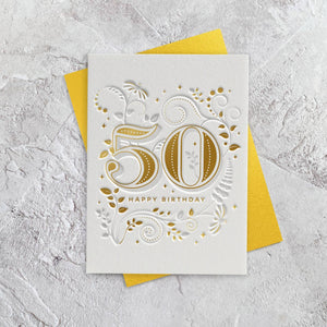 Age 50 Letterpress Style Card