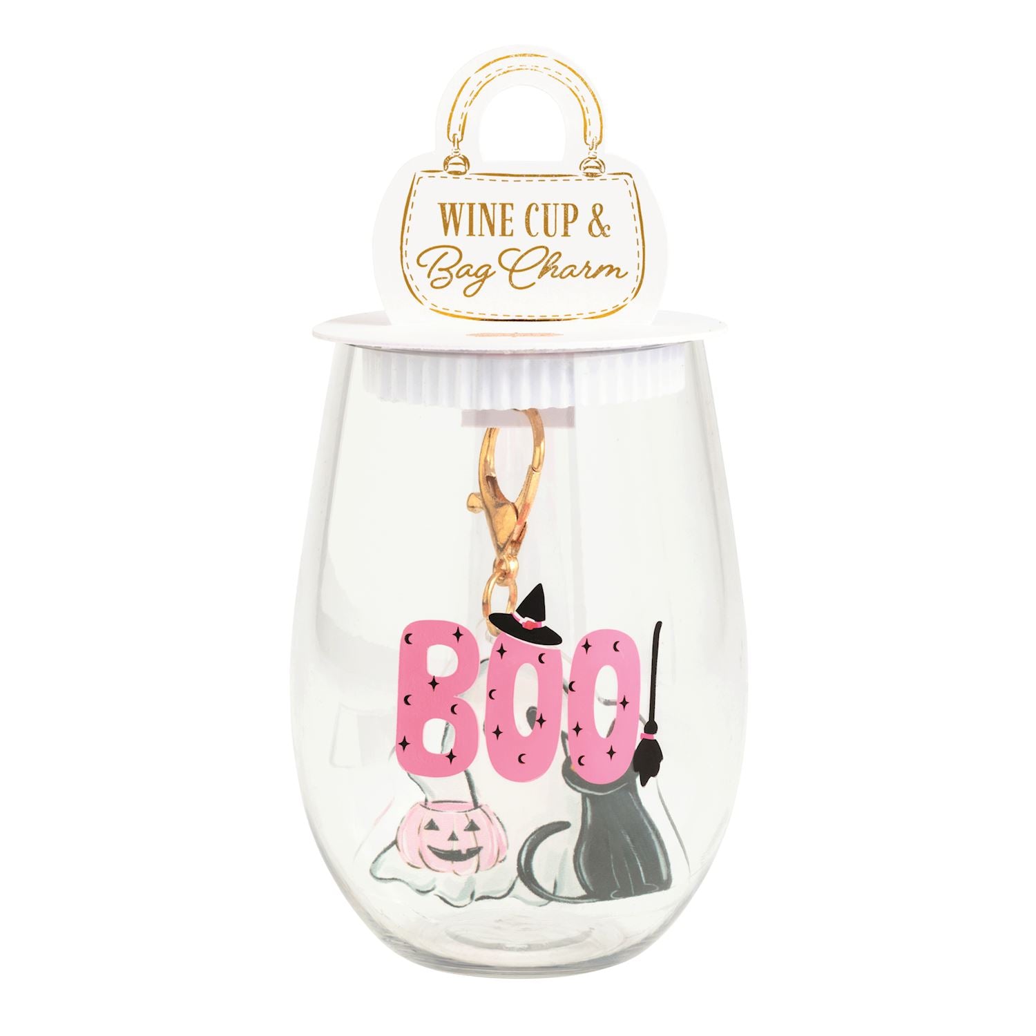 Boo Wine Cup & Bag Charm Set – Halloween Stemless Cup
