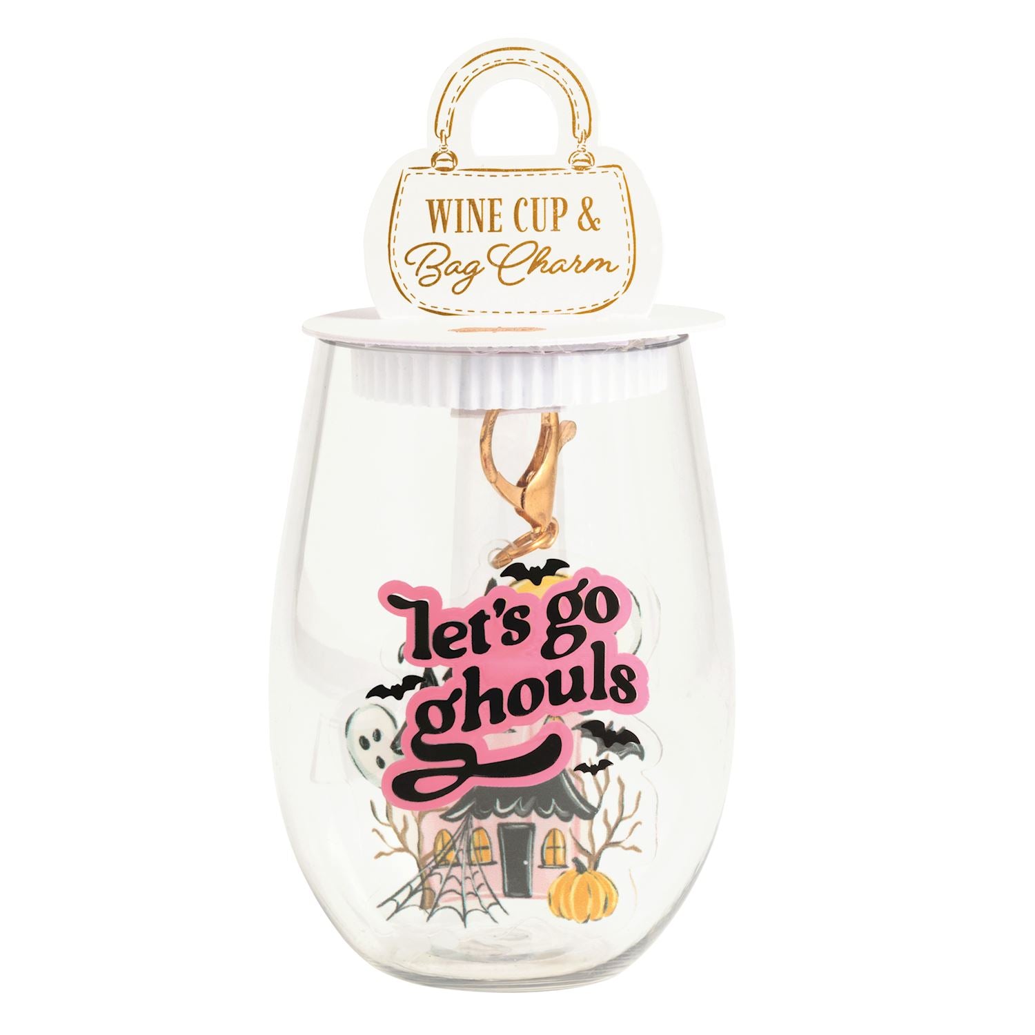 Ghouls Wine Cup & Bag Charm Set – Halloween Stemless Cup