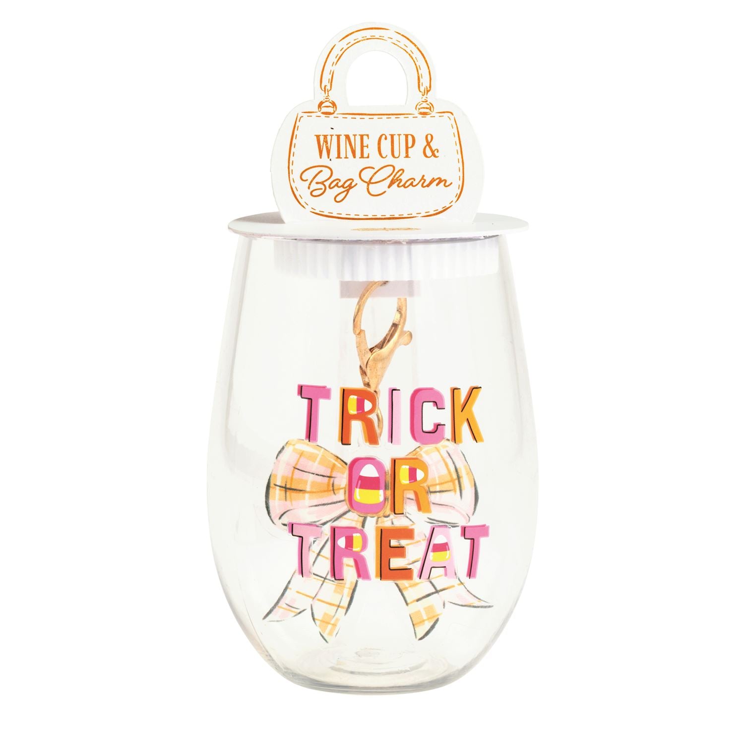 Trick Or Treat Wine Cup & Bag Charm Set – Halloween Stemless Cup