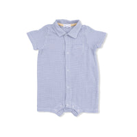 Micro Gingham Blue Blizzard - Polo Shortie