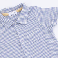 Micro Gingham Blue Blizzard - Polo Shortie