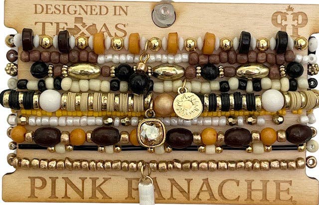 Brown mix bead curvy bracelet 1CNC H158