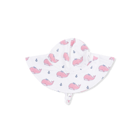 Bubbly Whale with Bow  Pink - Wide Brim Sun Hat
