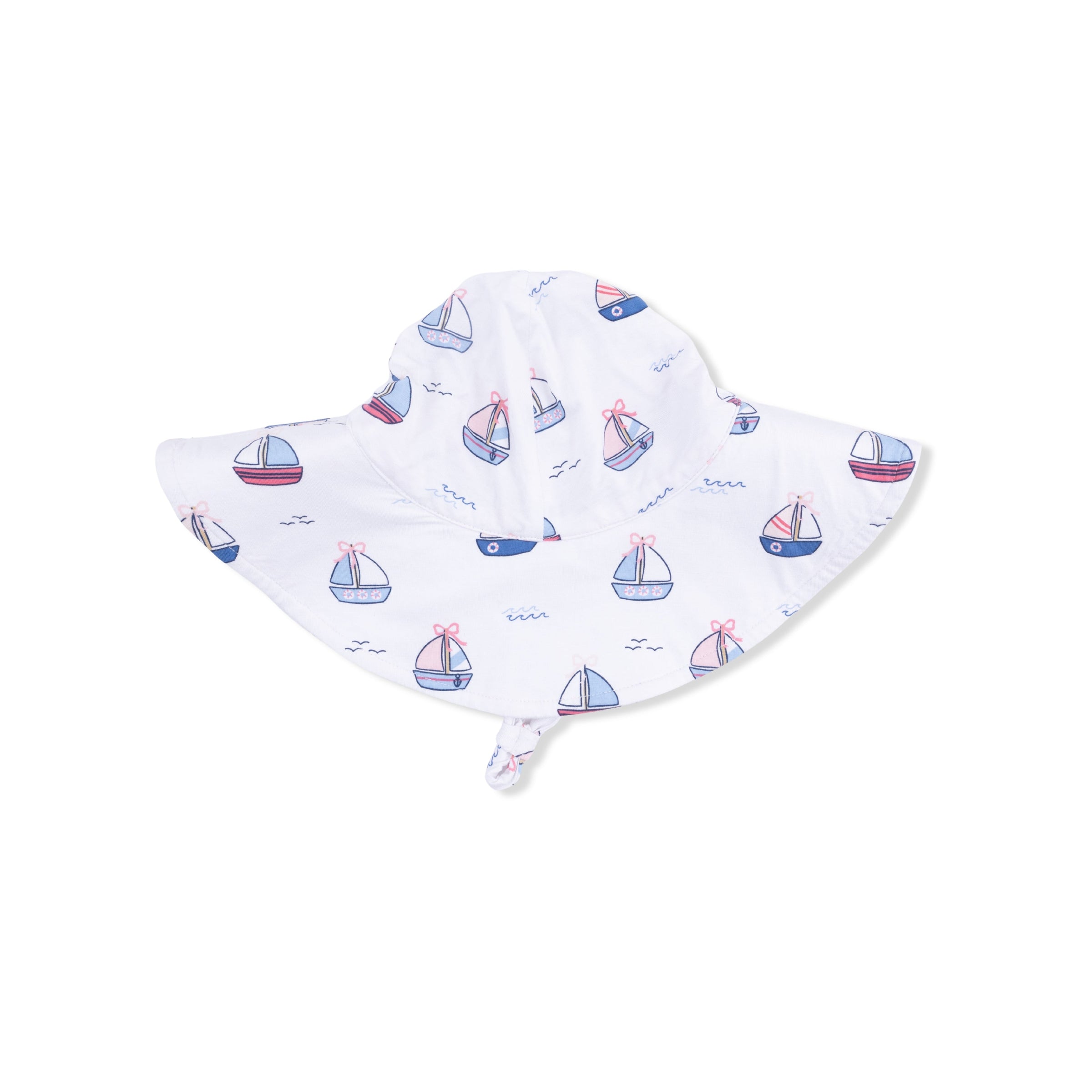 Bubbly Sailboats Pink - Wide Brim Sun Hat